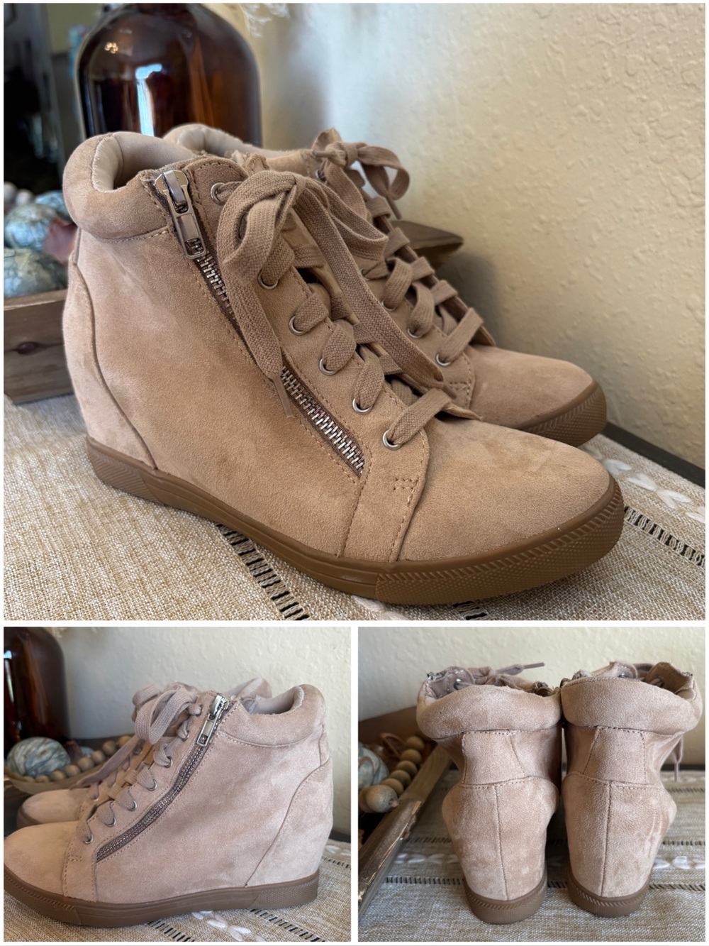 Maurice’s taupe wedge sneakers size 7.5
